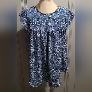 Zac & Rachel Secret Crush Blue Animal Print Blouse Women's Medium